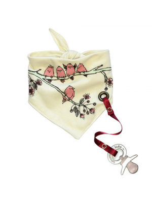 Bandana Bib with pacifier holder - Cherry Tree