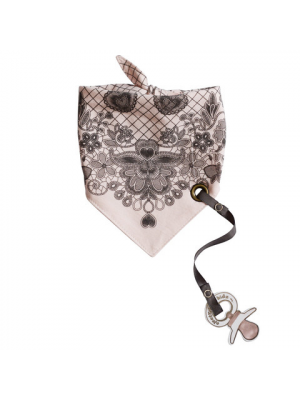 Bandana Bib with pacifier clip - Dentelle