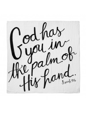 Modern Burlap Swaddle - God has you in the palm of his hand. Isaiah 49:16