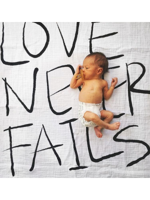 Modern Burlap Swaddle Love Never Fails