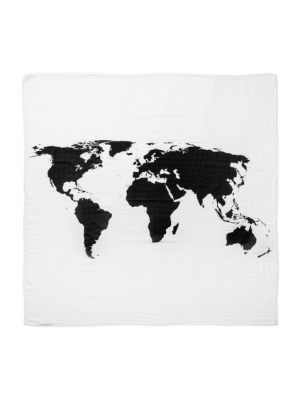 Modern Burlap Filt World Map